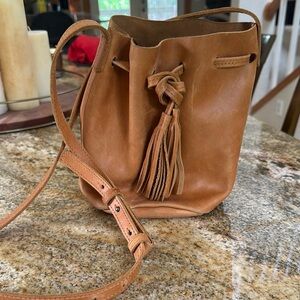 Able Tan Crossbody Bag with Tassel Detail